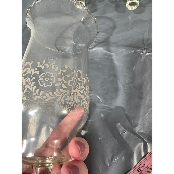 Set of 4 Clear Glass Homco Parklane Candle Holder Floral Etched Scalloped Rim - Picture 9 of 11